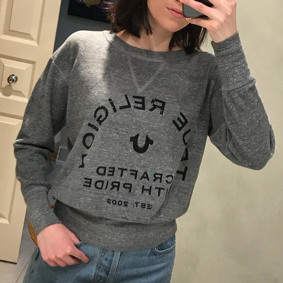 True Religion Grey crewneck logo sweatshirt - Picture 7 of 7